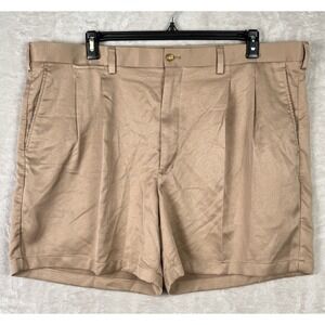 Callaway Mens Golf Shorts 44‎ Tan Khaki Pleated Textured Polyester Active 5.5"